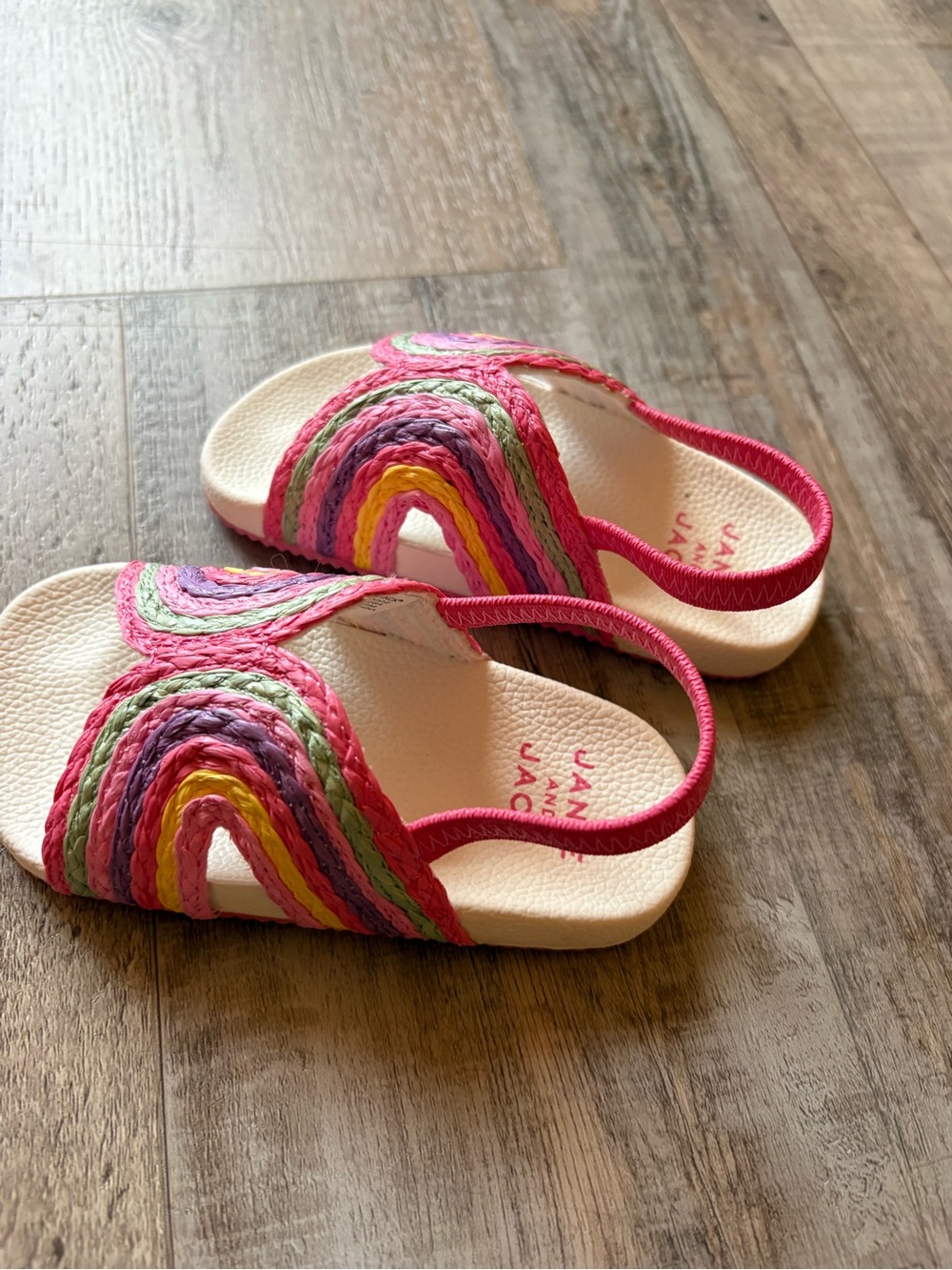 NWOT Janie & Jack Pink Rainbow Slide Sandals with Back Strap - Picture 3 of 6